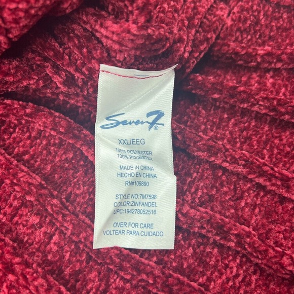 Seven7 Sweater Womens 2X XXL Red Wine Chenille Cable Knit Pullover Soft Cozy - Picture 10 of 11